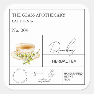 Étiquette de thé aux herbes Rooibos Apothicaire