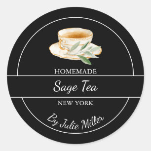 Étiquette de thé de sauge fait maison simple