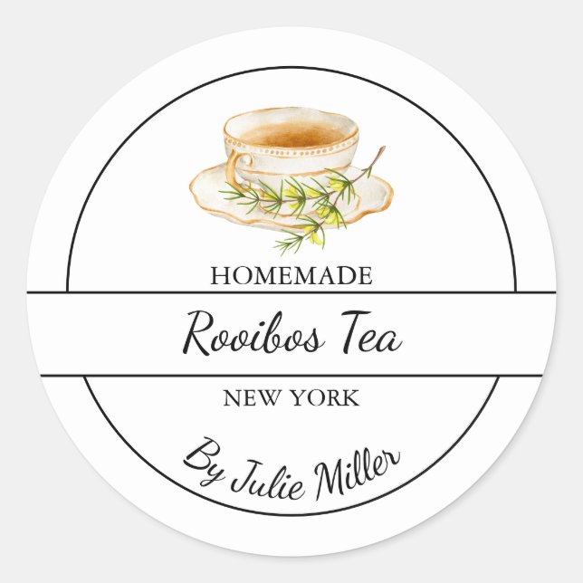 Étiquette de thé Rooibos maison simple (Devant)