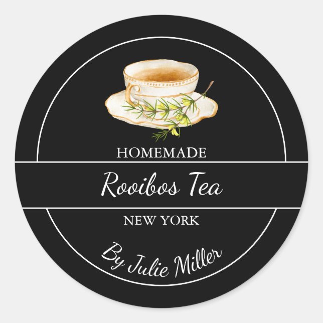 Étiquette de thé Rooibos maison simple (Devant)