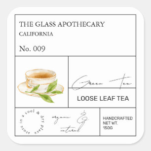 Étiquette de thé vert Apothecaire