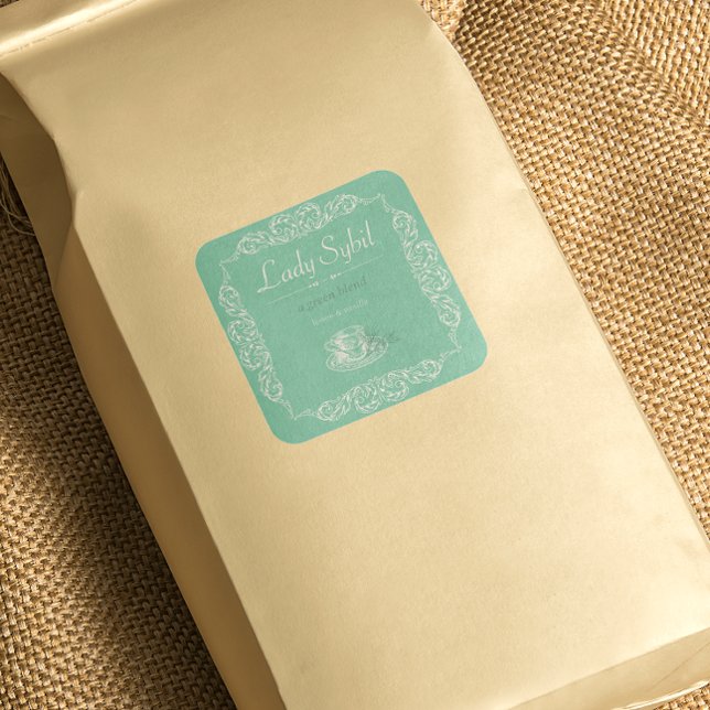 étiquette de thé vert personnalisé vintage (Créateur téléchargé)