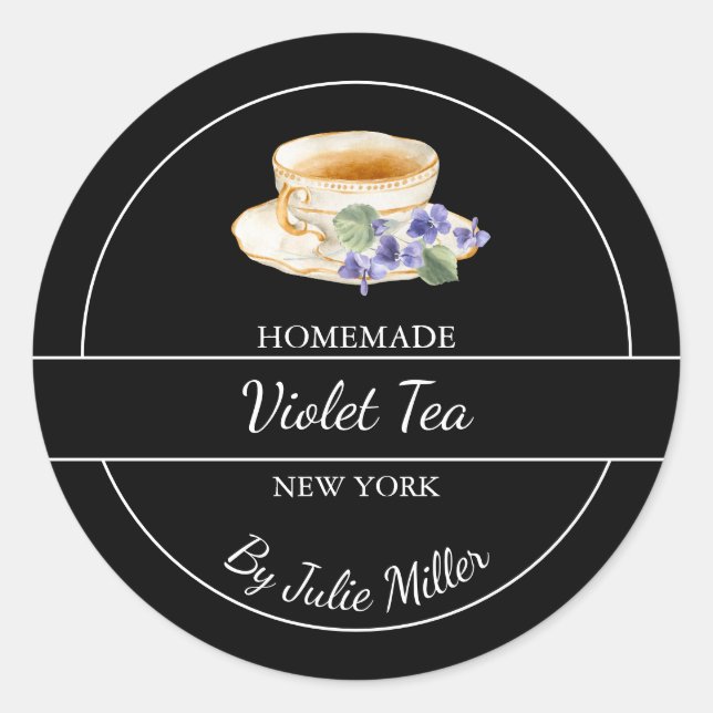 Étiquette de thé violet fait maison simple (Devant)