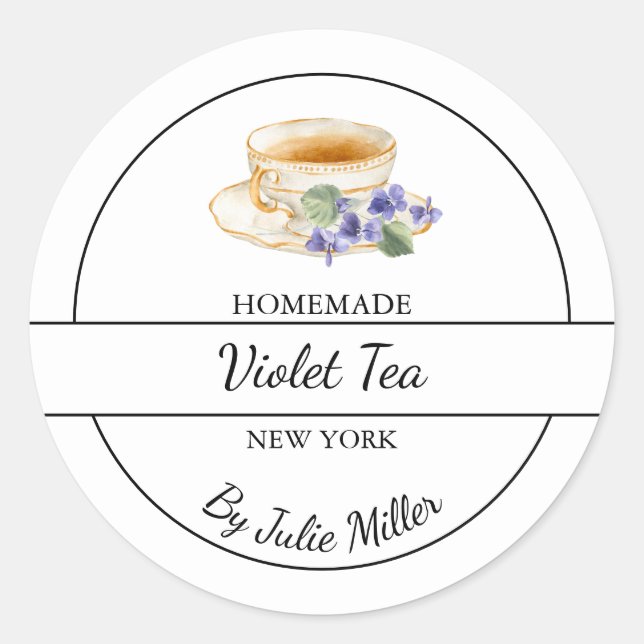 Étiquette de thé violet fait maison simple (Devant)