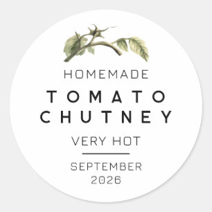 Étiquette de tomate Chutney avec aquarelle feuille