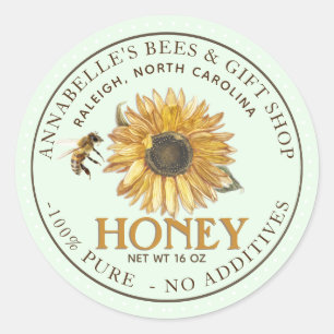 Étiquette de tournesol et de miel d'abeille