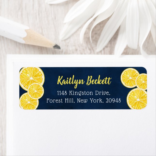 Étiquette de tranches de citron à l'aquarelle (En situation)