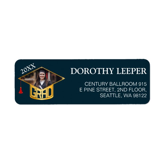 étiquette de typographie de diplômé en or (Devant)