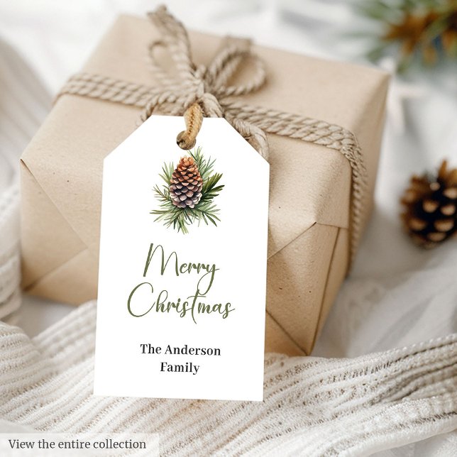 Étiquette de vacances rustique terreuse neutre min (Minimalist Neutral Rustic Earthy Holiday Tag)