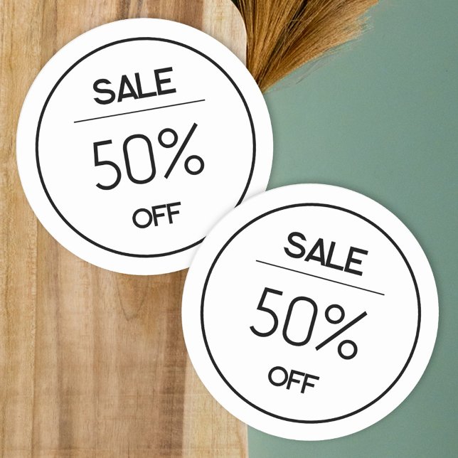 Étiquette de vente de promotion de magasin blanc m (Créateur téléchargé)