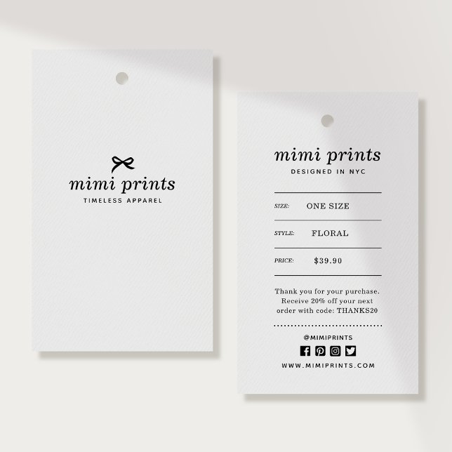 Étiquette de vêtement avec prix, taille, style et  (Créateur téléchargé)