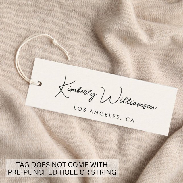 Étiquette de vêtements en crème avec code QR en éc (Empower your name in our signature script as your logo and brand identity)