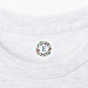 Étiquette de vêtements rose gris monogramme encadr