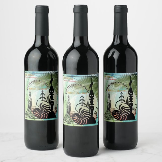 Étiquette de vin. Bon retour au pays (Bouteilles)