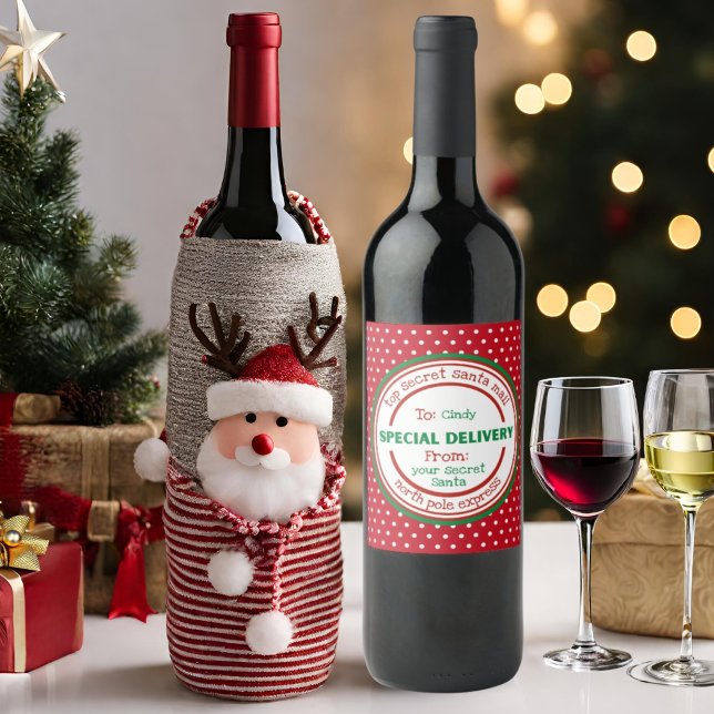 Étiquette de vin cadeau Père Noël Secret personnal (Créateur téléchargé)