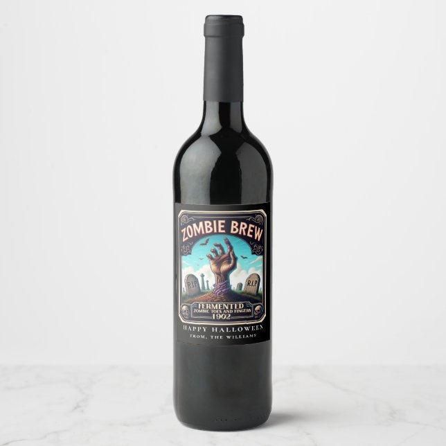 Étiquette de vin Cimetière de la Main de Zombie po (Devant)