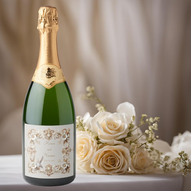 Étiquette de vin de cadre Carré de colibri blanc (Créateur téléchargé)