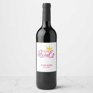 Étiquette de vin de l'équipe Bride Rose