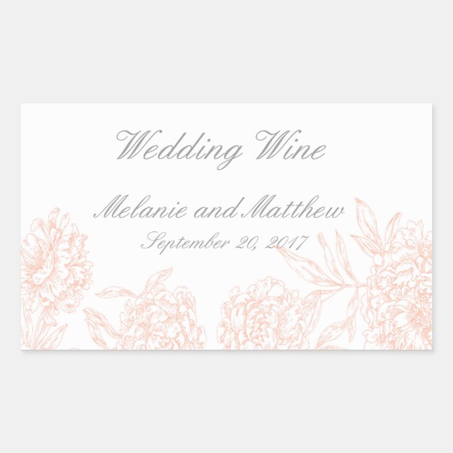 Étiquette de vin de mariage à la florale orange gr (Devant)