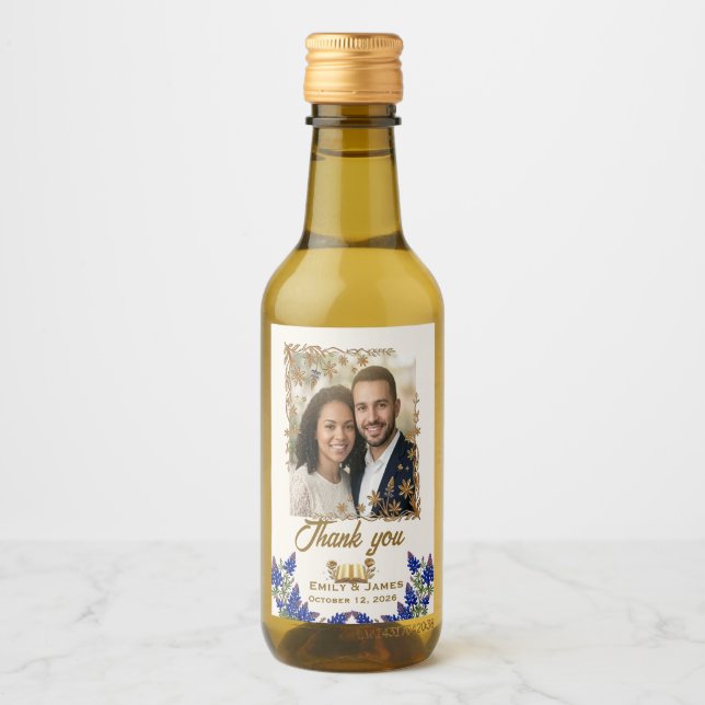 Étiquette de vin de mariage avec photo de la Lupin (Devant)