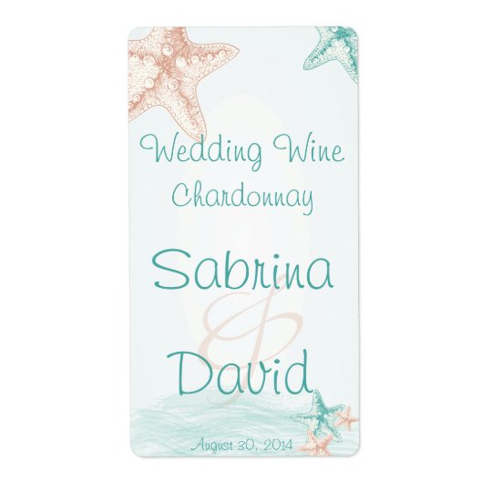 Étiquette de vin de mariage de plage de brise