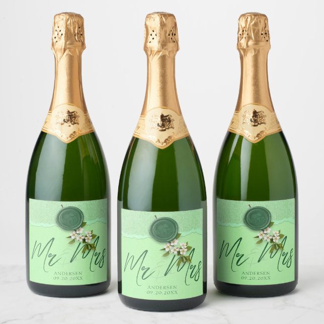 Étiquette de vin de mariage Green Seal pour vin mo (Bouteilles)