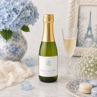 Étiquette de vin de mariage miniature Hydrangea Bl