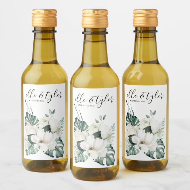 Étiquette de vin de mariage Monstera (Bouteilles)