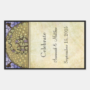 Étiquette de vin de mariage paon vintage