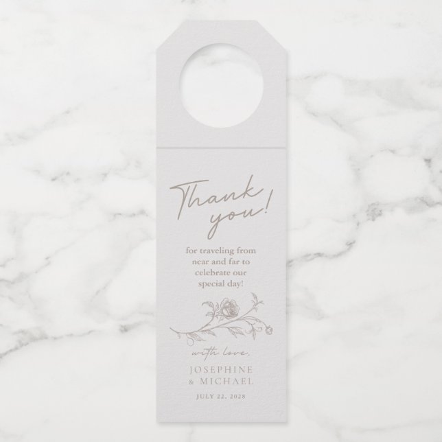 Étiquette de vin de mariage sépia vintage élégante (Devant)