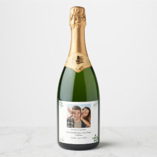 Étiquette de vin de mariage vintage avec feuillage