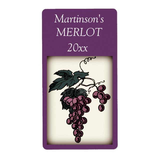 Étiquette de vin de raisins (Devant)