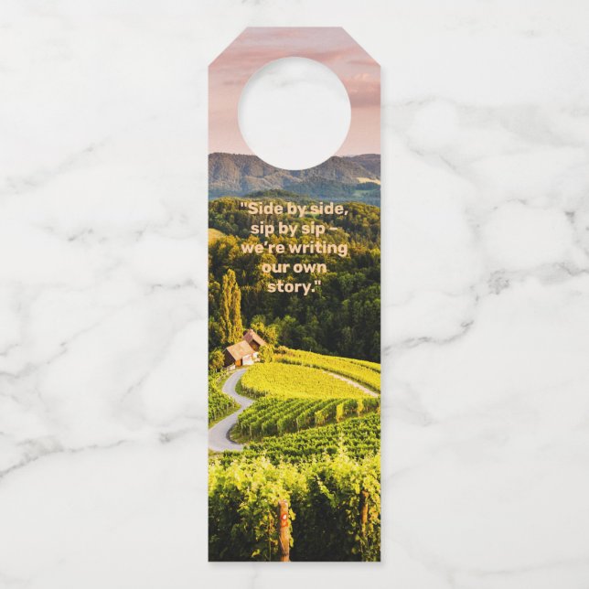 Étiquette de vin de vignoble romantique – Côté à c (Devant)