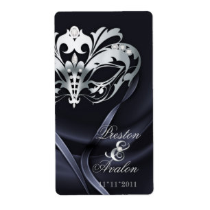 Étiquette de vin en argent Masquerade Black Jewel