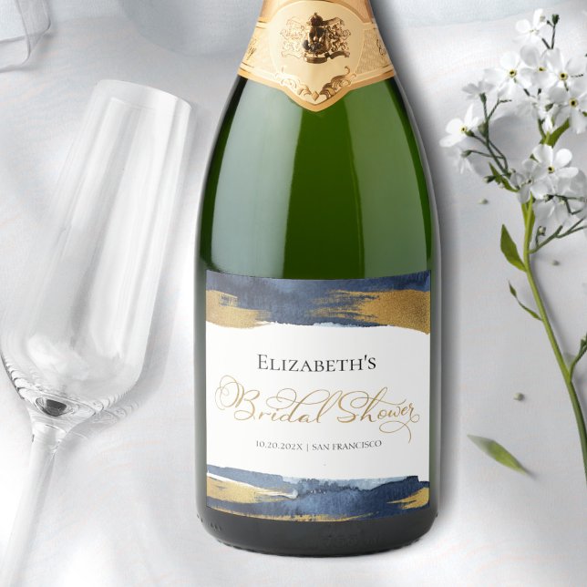 Étiquette de vin Fête des mariées | Aquarelle Abst (Créateur téléchargé)