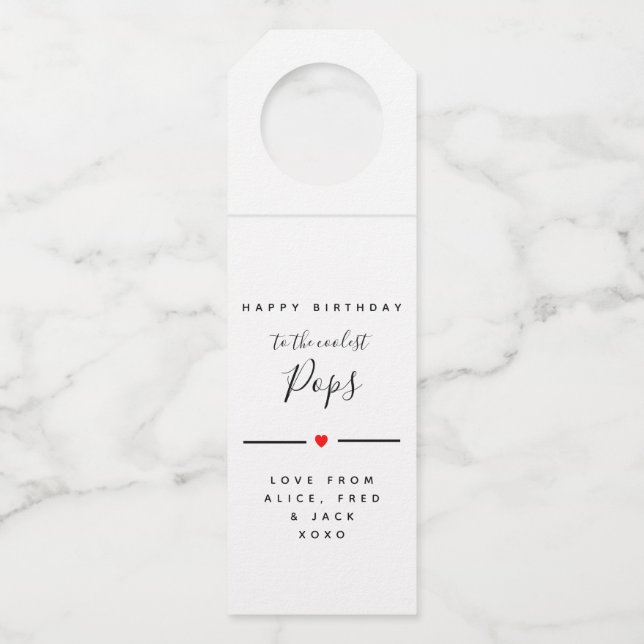 étiquette de vin joyeux anniversaire au pops le pl (Devant)