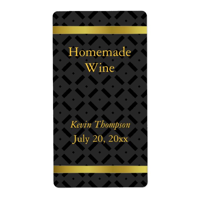 Étiquette de vin maison en or et noir (Devant)