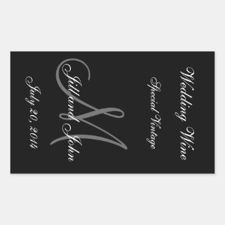 Étiquette de vin mariage avec Monogramme, Noms et