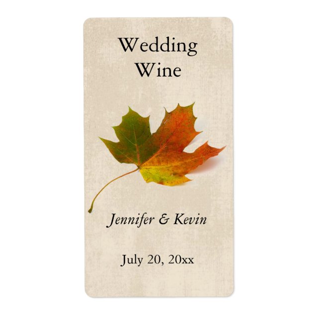 Étiquette de vin mariage de automne (Devant)
