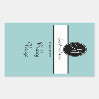 Étiquette de vin Mariage de Monogramme noir blanc
