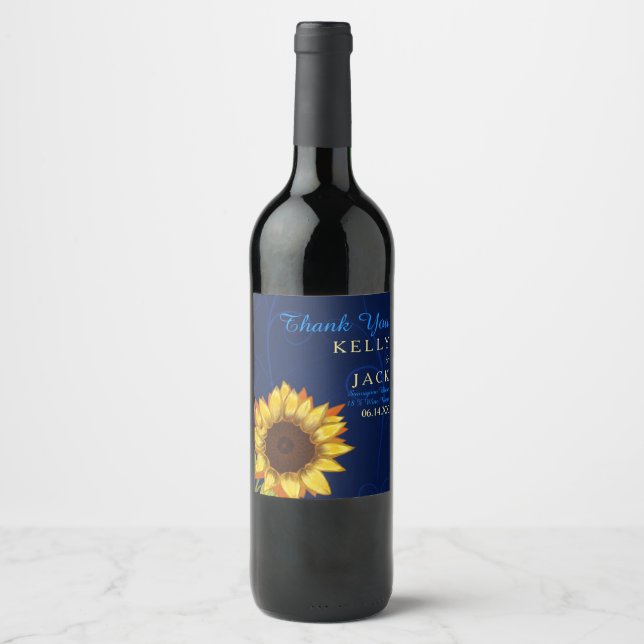 Étiquette de vin mariage Sunflower (Devant)