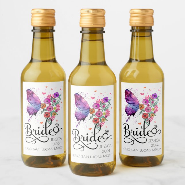 Étiquette de vin miniature Mariée boho Floral Papi (Bouteilles)