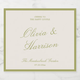 Étiquette de vin mousseux de mariage Olive Estate