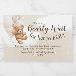 Étiquette de vin mousseux mini Teddy Bear avec bal