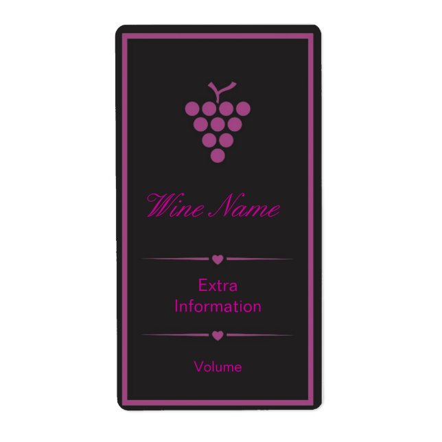 Étiquette de vin noir violet (Devant)