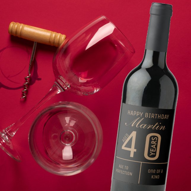 Étiquette de vin personnalisé 40e anniversaire (Créateur téléchargé)
