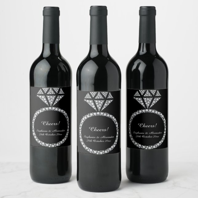 ÉTIQUETTE DE VIN PERSONNALISÉ DE DIAMOND BORD NOIR (Bouteilles)