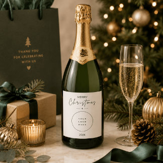 Étiquette de vin personnalisée Noël élégant avec l
