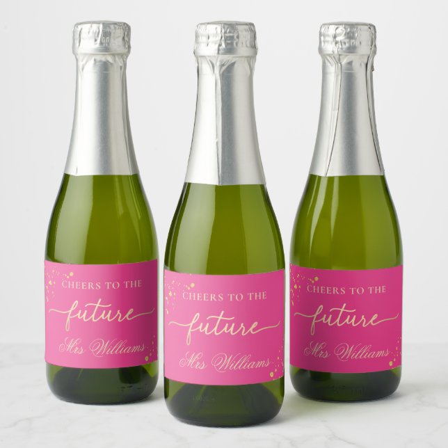 Étiquette de vin pétillant de mariage or rose bril (Bouteilles)