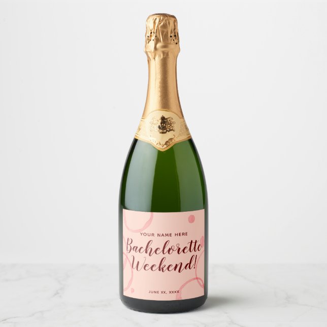 Étiquette de vin pétillant rose pour week-end d'en (Devant)